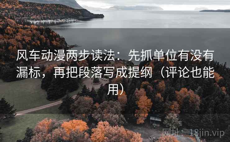 风车动漫两步读法：先抓单位有没有漏标，再把段落写成提纲（评论也能用）